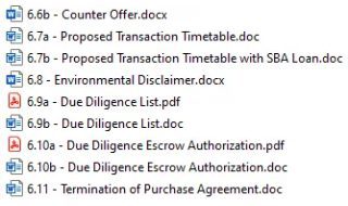 A list of different types of documents.