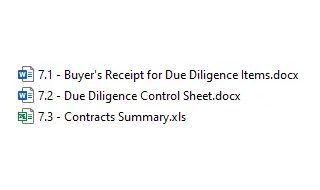 A buyer 's receipt for due diligence item