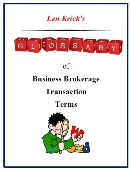 A business brokerage transaction terms glossary cover.