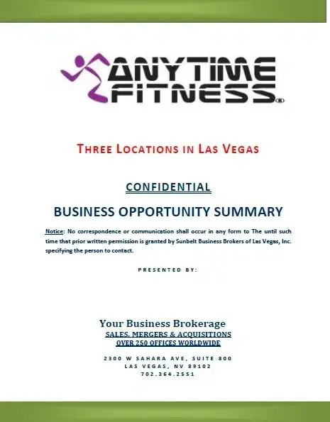 A business opportunity summary for anytime fitness