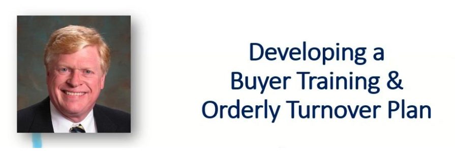 A blue banner with the words " develop buyer trust orderly turn " in front of it.