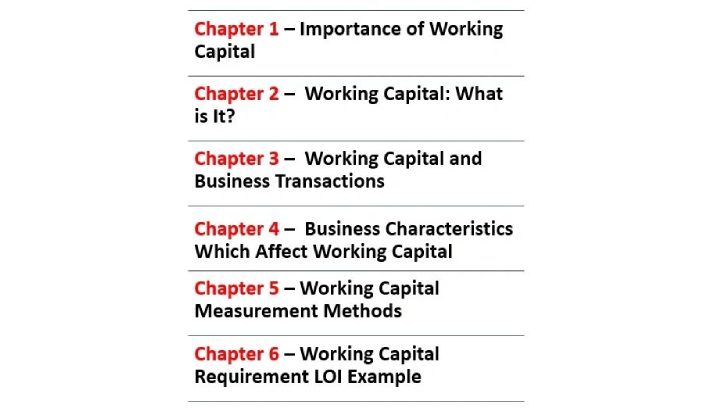 A table with several different types of business capital.