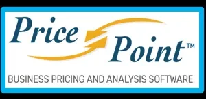 A blue banner with the words " price point " in front of an arrow.