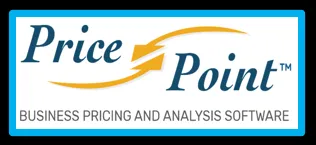 A blue banner with the words " price point " in front of an arrow.
